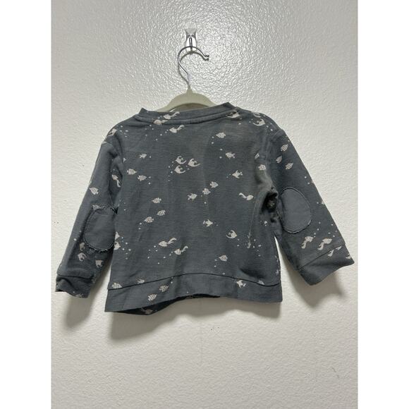 Rylee & Cru Gray Blue Fish Print Button Up Sweater Size 12-18 Months - Picture 6 of 6
